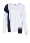 Naya Contrast Panel & Pock Top, White & Navy