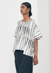 Naya Striped Oversize Top, Khaki & White