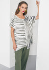 Naya Contrast Striped Oversize Top, Khaki & White