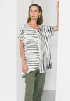 Naya Contrast Striped Oversize Top, Khaki & White