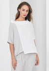 Naya Crinkle Look Contrast Top, Stone & White