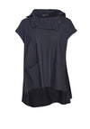 Naya Zipped Cowl Neck Top, Navy