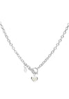 Newbridge Heart Pendent T Bar Necklace, Silver