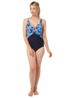 Oyster Bay Tropical V-neck Swimsuit, Blue