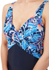 Oyster Bay Tropical V-neck Swimsuit, Blue