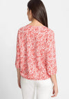 Olsen Tie Neck Printed Top, Red & White