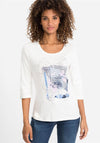 Olsen Edda Placement Flower T-Shirt, White & Blue