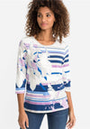 Olsen Block Stripe & Floral T-Shirt, Multi