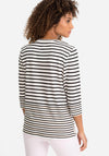 Olsen Striped Pattern Print T-Shirt, Black & White Multi