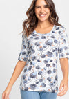 Olsen Dandelion Print T-Shirt, White Multi