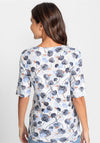 Olsen Dandelion Print T-Shirt, White Multi
