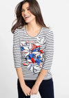 Olsen Stripe & Floral T-Shirt, Navy Multi