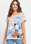 Olsen Stripe & Floral T-Shirt, Brown Multi