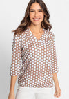 Olsen Rope Circle Pattern T-Shirt, Brown Multi