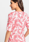 Olsen Leaf Print T-Shirt, Coral & White