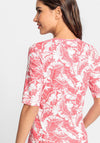 Olsen Leaf Print T-Shirt, Coral & White