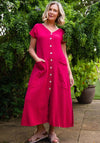 One Life Raphaele Buttoned Oversized Dress, Fuchsia