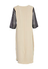 Ora Mesh Panel Two Piece Dress, Stone & Black