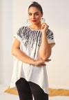 Ora Print Neck Crinkle Top, Cream