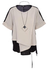 Ora Waffle Texture Asymmetric Wrap Top, Stone & Black
