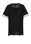 Ora Waffle Texture Asymmetric Wrap Top, Stone & Black
