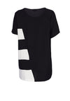 Ora Contrasting Panel Shape Print Top, Black & White