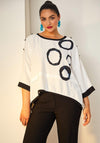 Ora Circle Print Oversize Top, White & Black