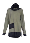 Ora Sweatshirt Style Relaxed Top, Army & Black