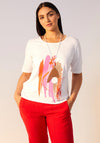 Ora Brushstroke Print T-Shirt, White & Red Multi