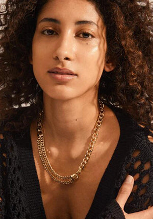 Pilgrim Friends Chunky Curb Chain Necklace, Gold