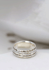 POM Triple Hammered Bands Spinning Ring, Silver Size 59