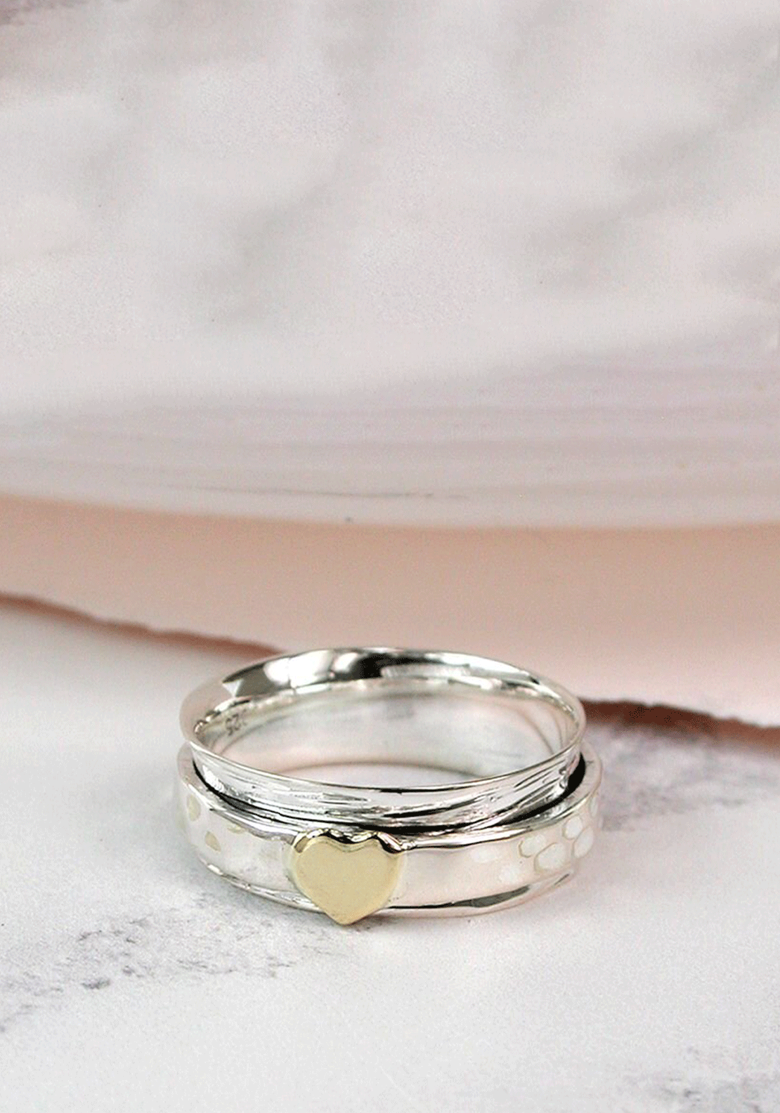 POM Heart Spinning Ring, Silver Size 55