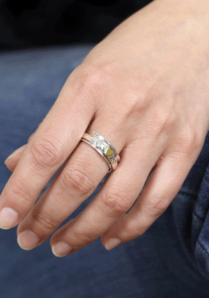 POM Heart Spinning Ring, Silver Size 55