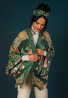 Powder Folk Art Floral Kimono Jacket, Fern