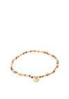 Pilgrim Indie Brown Mix Glass Bead Bracelet, Gold