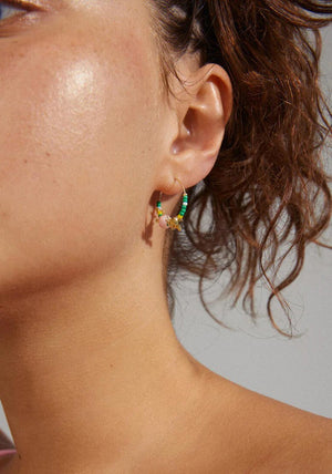Pilgrim Pause Bead Hoop Earrings, Gold