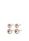 Pilgrim Callie 2 Crystal Stud Earrings, Gold & Pink