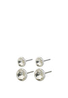 Pilgrim Callie 2 Crystal Stud Earrings, Silver