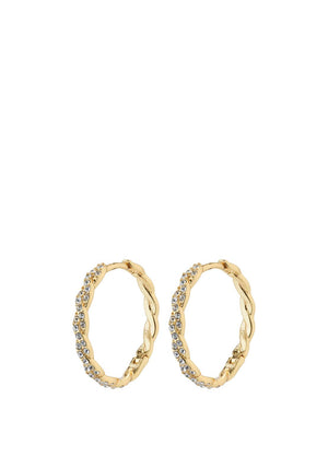 Pilgrim Twirl Crystal Hoop Earrings, Gold