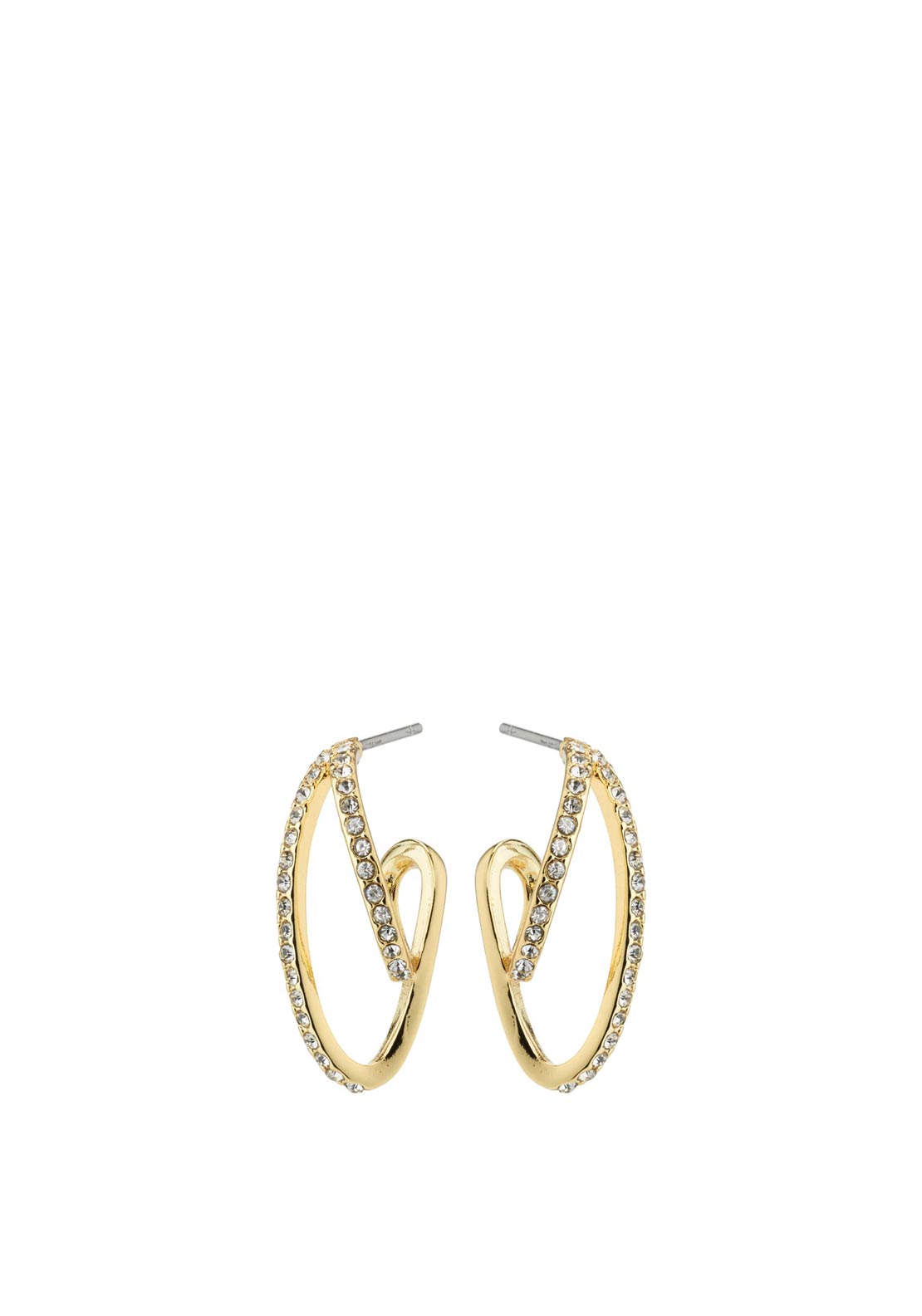 Pilgrim Etty Crystal Twist Earrings, Gold