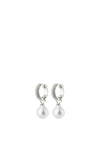 Pilgrim Edele Pearl & Crystal Hoop Earrings, Silver
