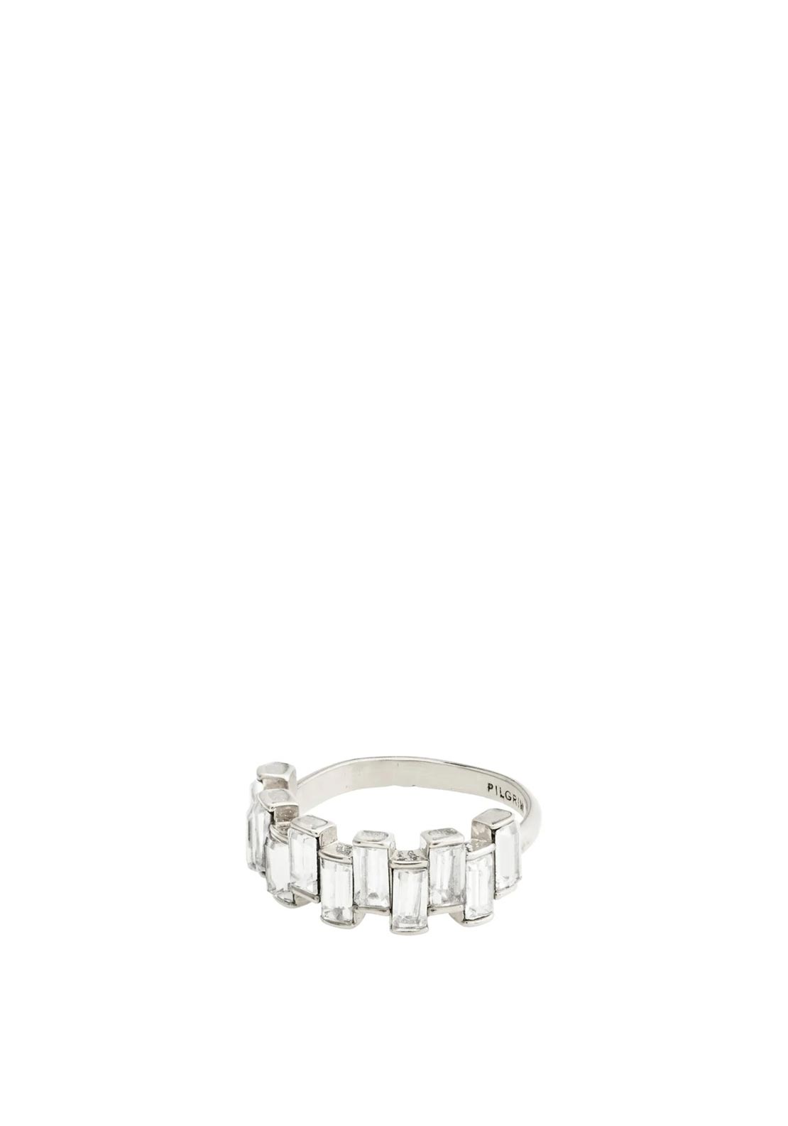 Pilgrim Create Displaced Crystal Ring, Silver