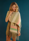 Powder Enid Stripe Cosy Knit Scarf, Sage & Petal