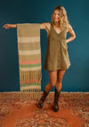 Powder Enid Stripe Cosy Knit Scarf, Sage & Petal
