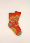 Powder Vintage Flora Ankle Socks, Tangerine