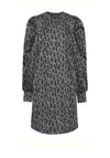 Pulz Dunne Leopard Print Mini Dress, Grey