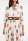 Seventy1 One Size Polka Dot Pleated Maxi Dress, Cream