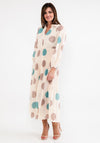 Seventy1 One Size Polka Dot Pleated Maxi Dress, Cream