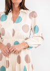 Seventy1 One Size Polka Dot Pleated Maxi Dress, Cream