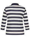 Rabe Striped Long Sleeve Polo Shirt, Navy & White